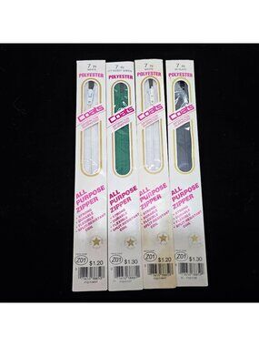 Coats Polyester 7-Inch All Purpose Zippers White Kerry Green Slate